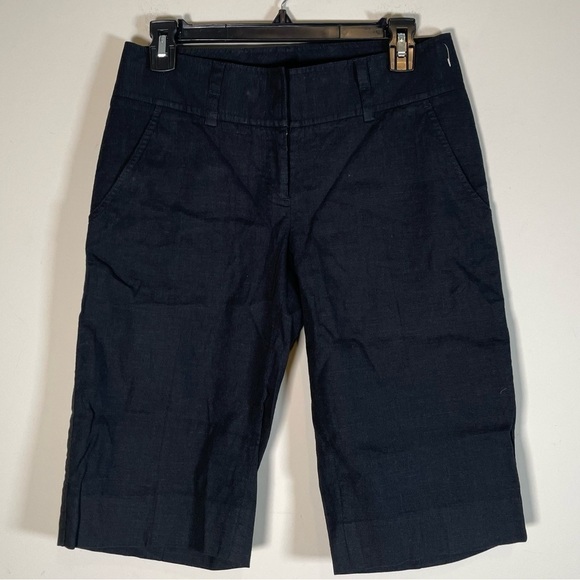 Robert Rodriguez Womens 4 Linen Blend Long Bermuda Capri Shorts Blk Inseam 12” - Picture 9 of 10